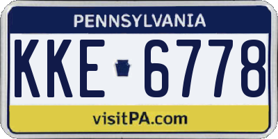 PA license plate KKE6778