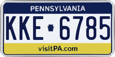 PA license plate KKE6785