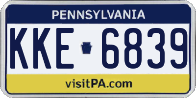 PA license plate KKE6839