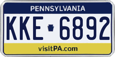 PA license plate KKE6892