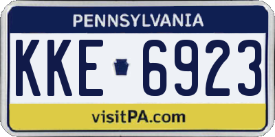PA license plate KKE6923