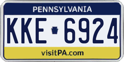 PA license plate KKE6924