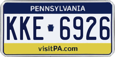 PA license plate KKE6926
