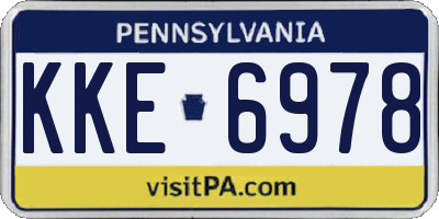 PA license plate KKE6978