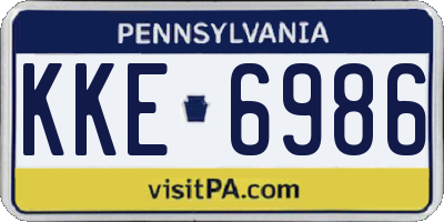 PA license plate KKE6986