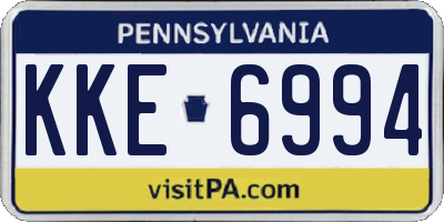 PA license plate KKE6994
