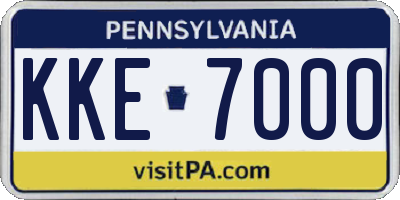 PA license plate KKE7000