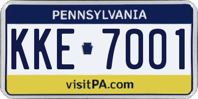 PA license plate KKE7001