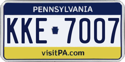 PA license plate KKE7007