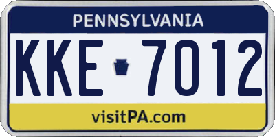 PA license plate KKE7012