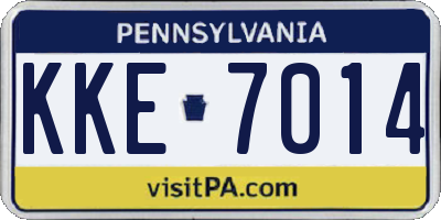 PA license plate KKE7014