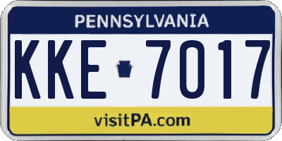 PA license plate KKE7017
