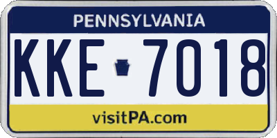 PA license plate KKE7018