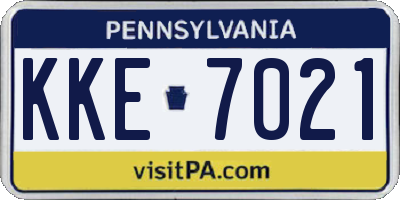 PA license plate KKE7021