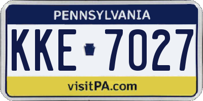 PA license plate KKE7027