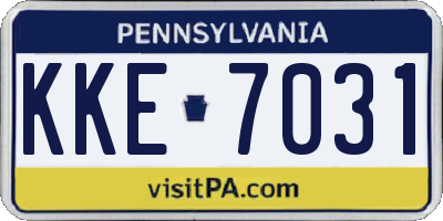 PA license plate KKE7031