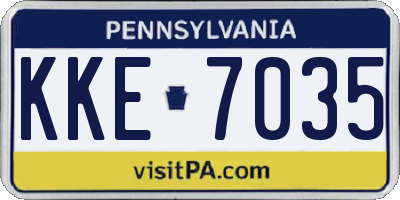 PA license plate KKE7035