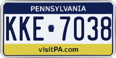PA license plate KKE7038