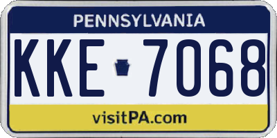 PA license plate KKE7068