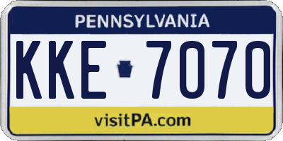 PA license plate KKE7070