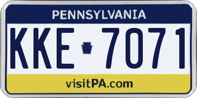 PA license plate KKE7071