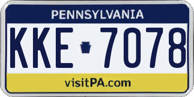 PA license plate KKE7078