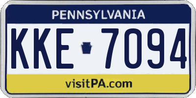 PA license plate KKE7094