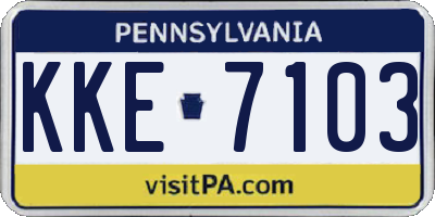 PA license plate KKE7103