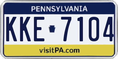 PA license plate KKE7104
