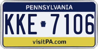 PA license plate KKE7106