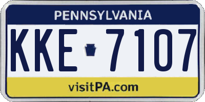 PA license plate KKE7107