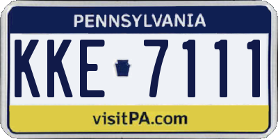 PA license plate KKE7111