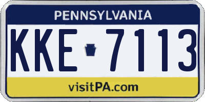 PA license plate KKE7113