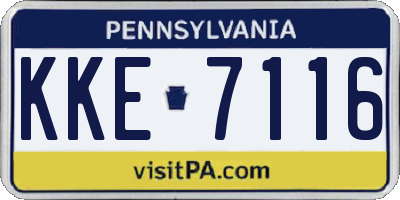 PA license plate KKE7116