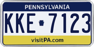 PA license plate KKE7123