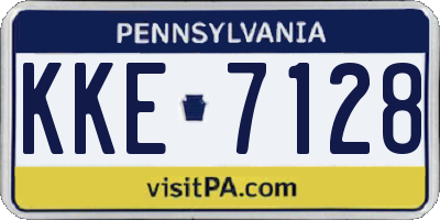 PA license plate KKE7128