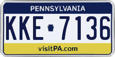 PA license plate KKE7136