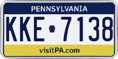 PA license plate KKE7138