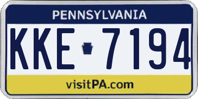 PA license plate KKE7194