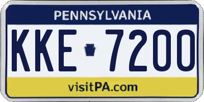 PA license plate KKE7200