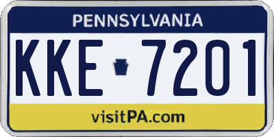 PA license plate KKE7201