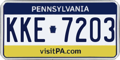 PA license plate KKE7203