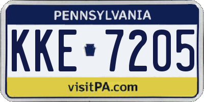 PA license plate KKE7205
