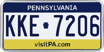 PA license plate KKE7206