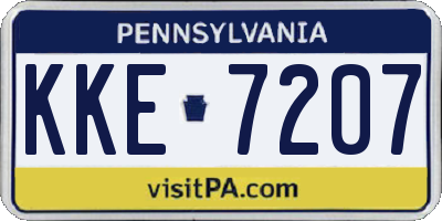 PA license plate KKE7207