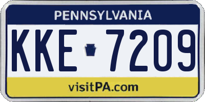 PA license plate KKE7209