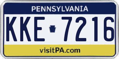 PA license plate KKE7216