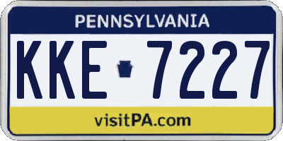 PA license plate KKE7227