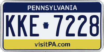 PA license plate KKE7228