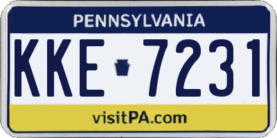 PA license plate KKE7231